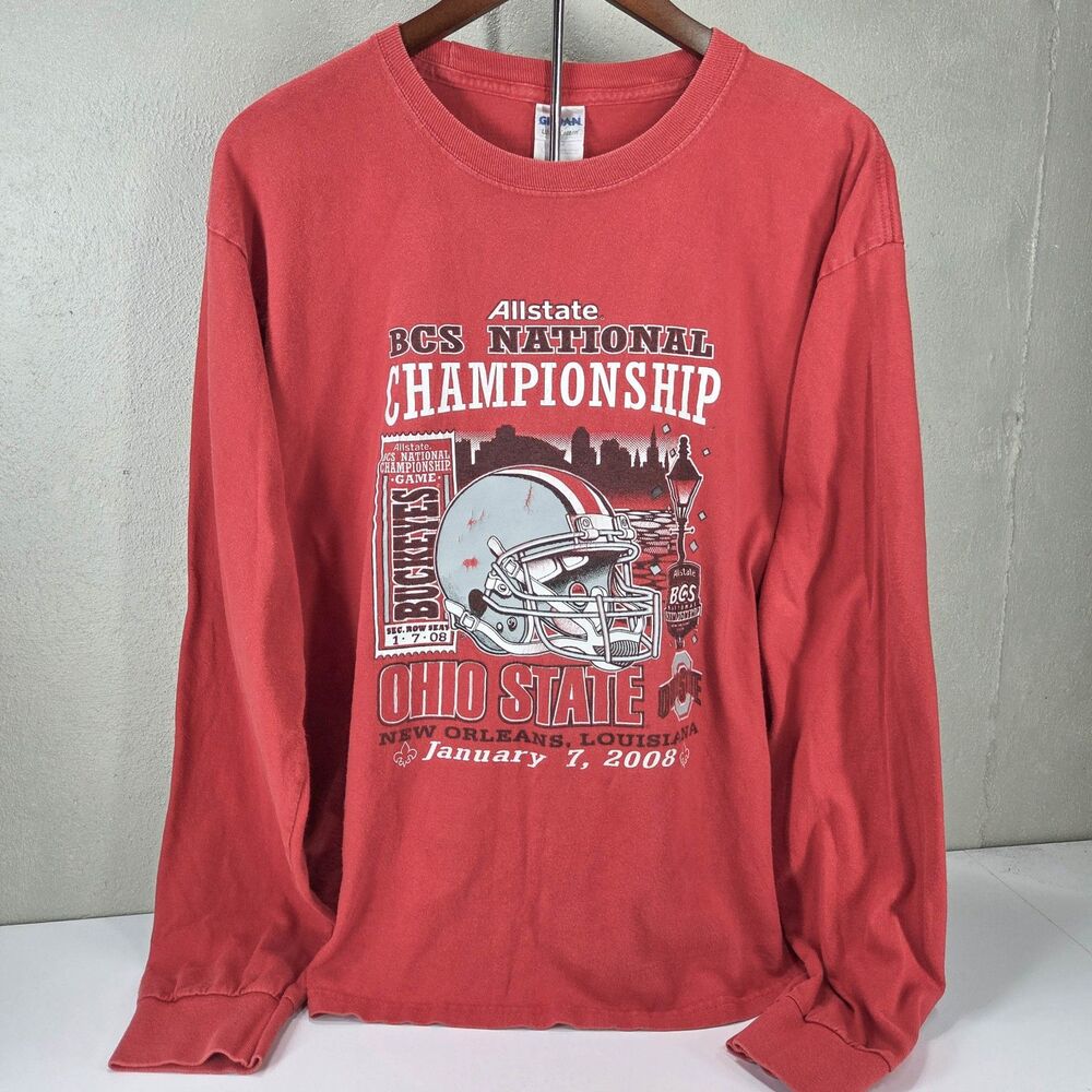 Vintage Ohio State Buckeyes 2008 BCS National Championship Long Sleeve Sz L